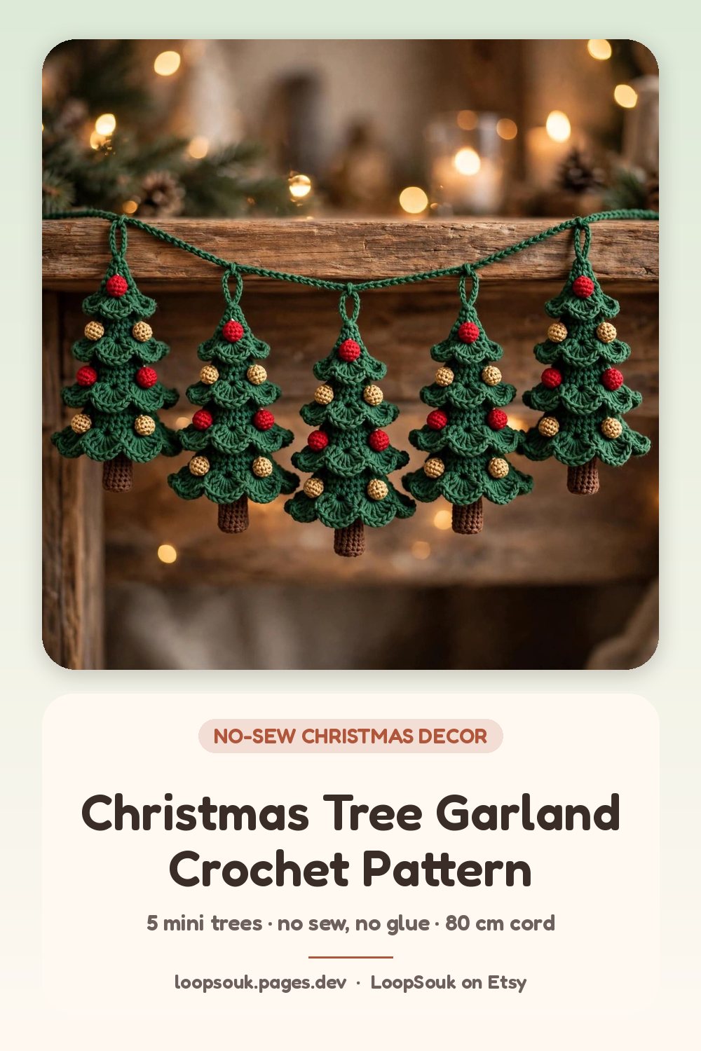Mini Christmas Tree Garland Crochet Pattern: pin this for later
