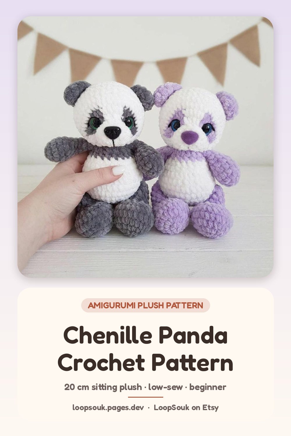 Chubby Chenille Panda Crochet Pattern: pin this for later