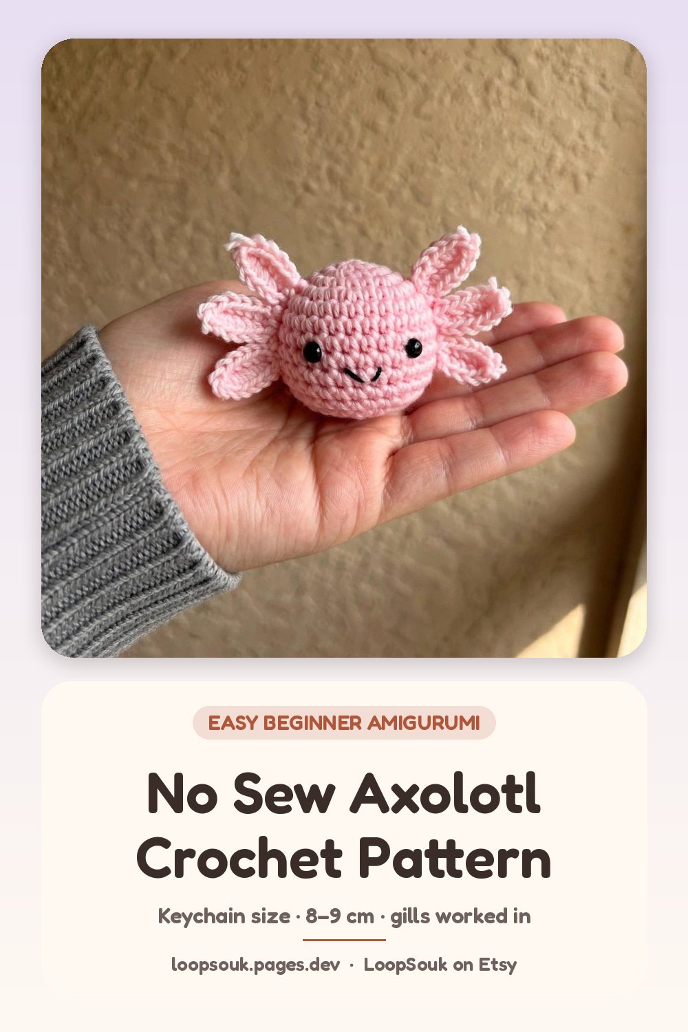 No-Sew Chubby Axolotl Crochet Pattern: pin this for later