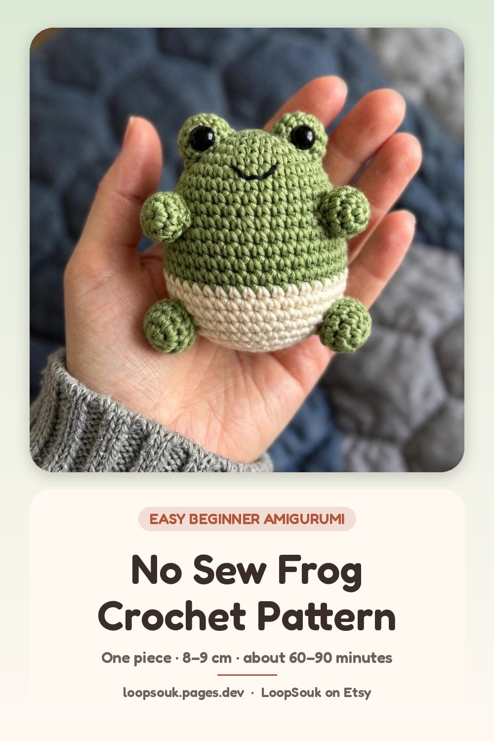 No-Sew Mini Sitting Frog Crochet Pattern: pin this for later