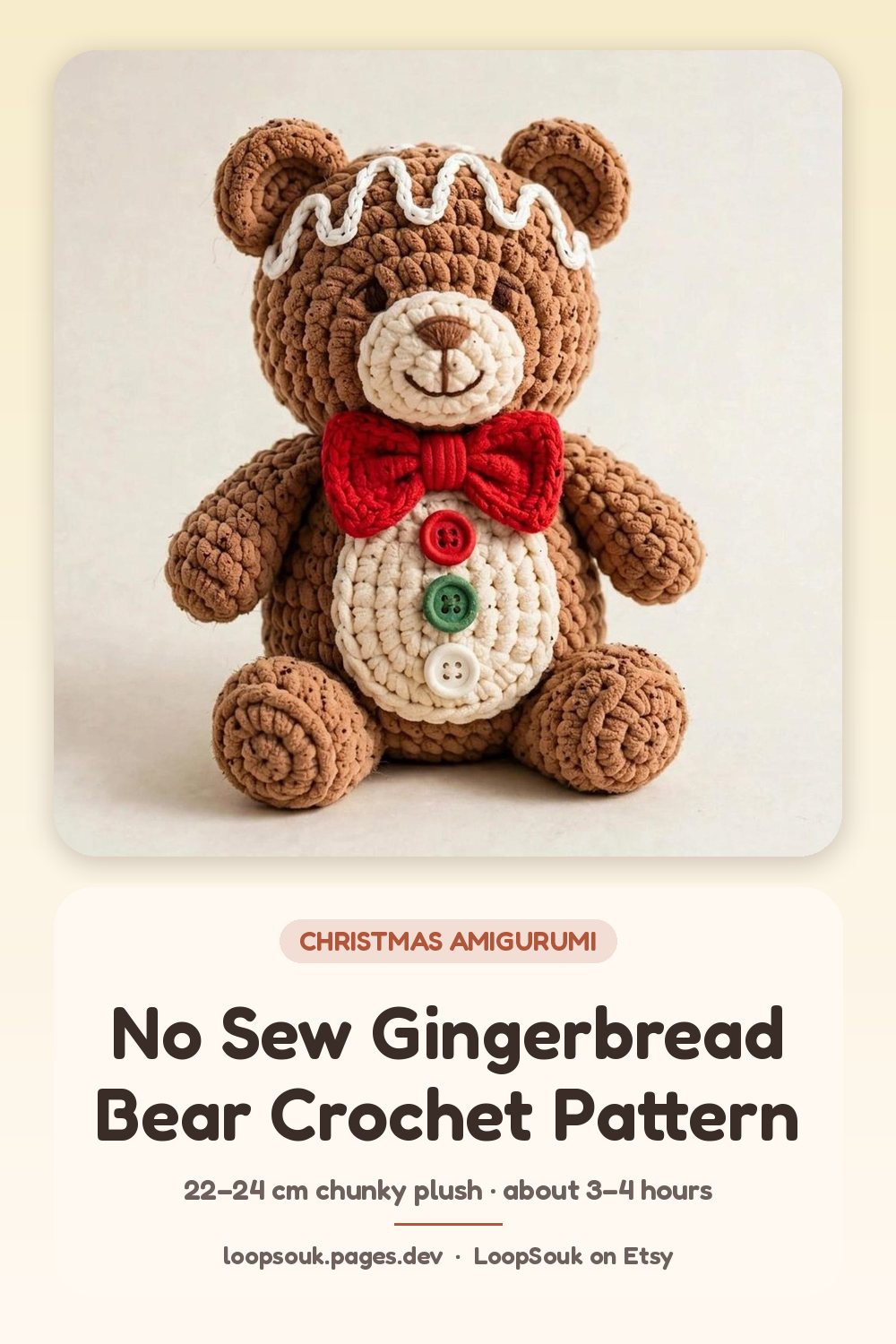 Barnaby the No-Sew Gingerbread Bear: pin this for later
