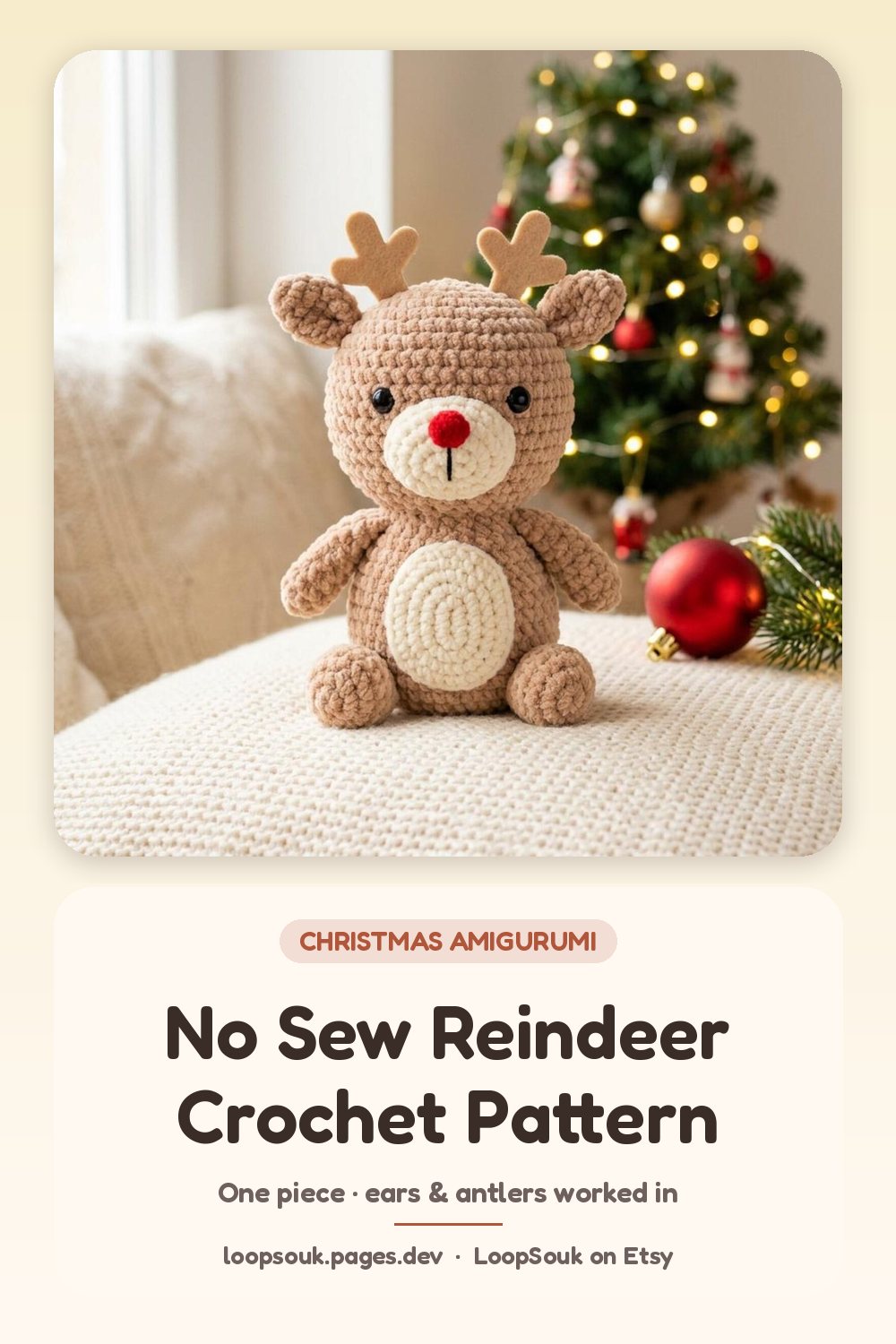 No-Sew Reindeer Crochet Pattern: pin this for later